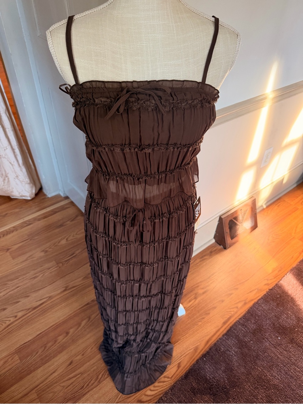 Chocolate Brown 2 Piece Set Tank Top and Ling Skirt Size Small NWT